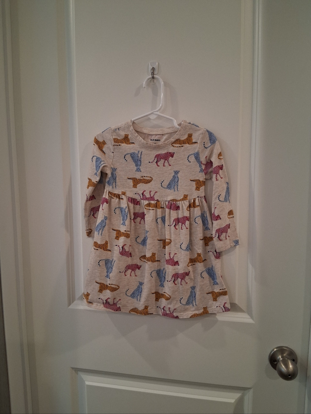 Old Navy Cream Long-Sleeve Animal Print Dress Size 2T